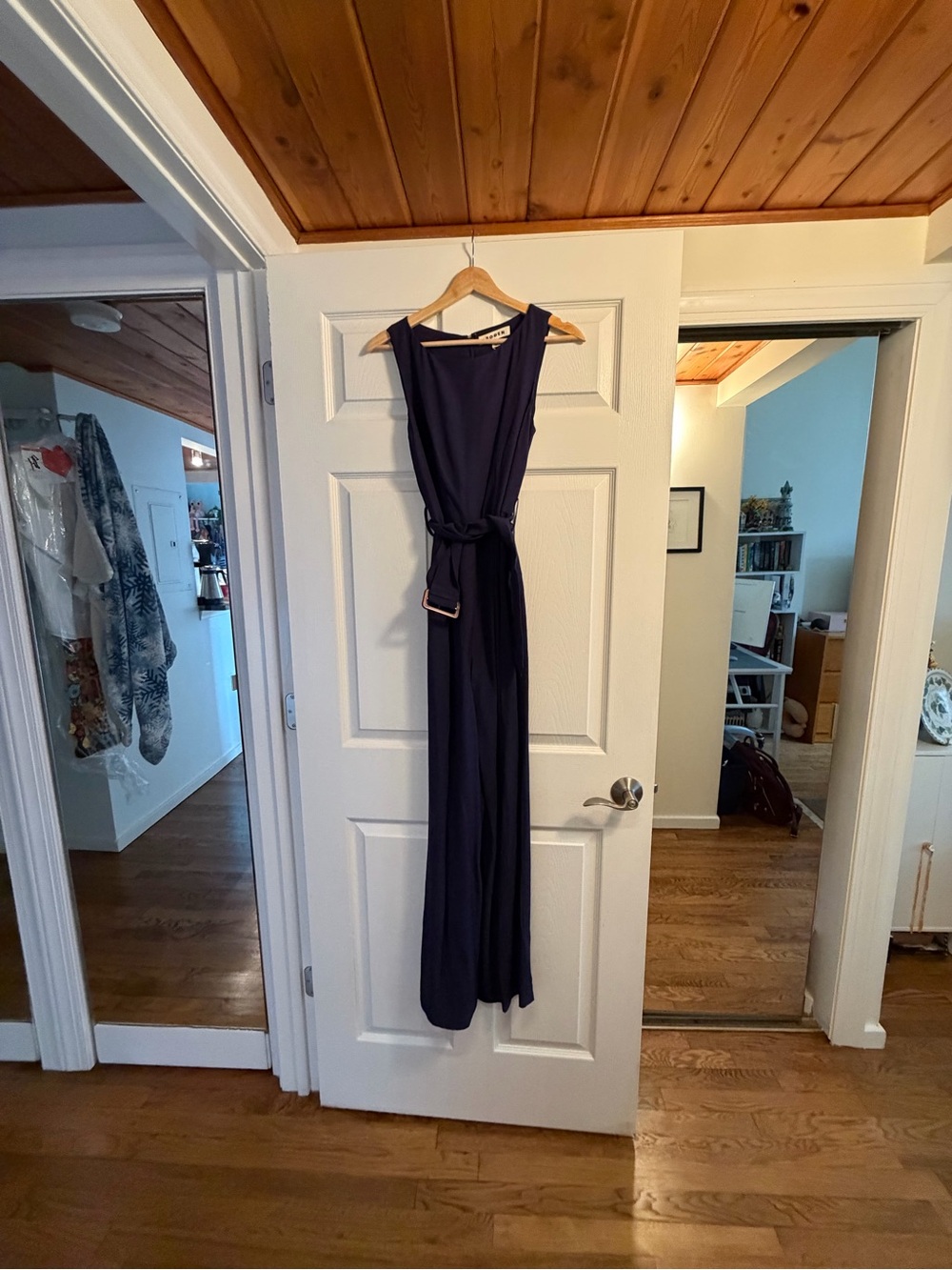 Boden Navy Sleeveless Jumpsuit with Waist Tie
